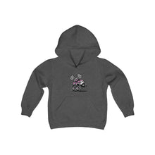 Load image into Gallery viewer, Pink Monster truck Youth Heavy Blend Hooded Sweatshirt
