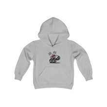 Load image into Gallery viewer, Pink Monster truck Youth Heavy Blend Hooded Sweatshirt