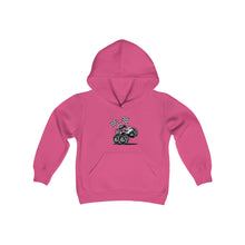 Load image into Gallery viewer, Pink Monster truck Youth Heavy Blend Hooded Sweatshirt