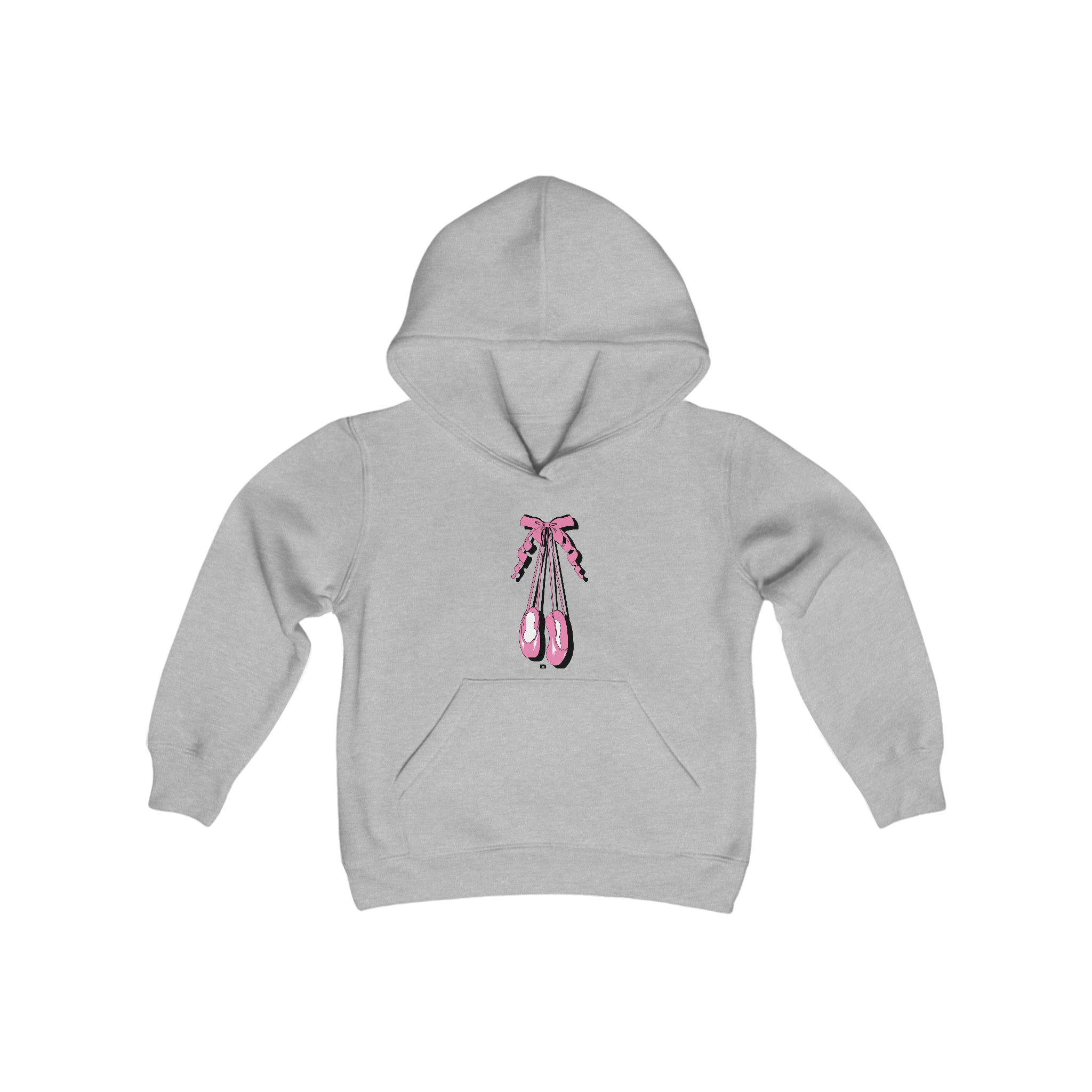 Ballerina Slippers Youth Heavy Blend Hooded Sweatshirt Grey