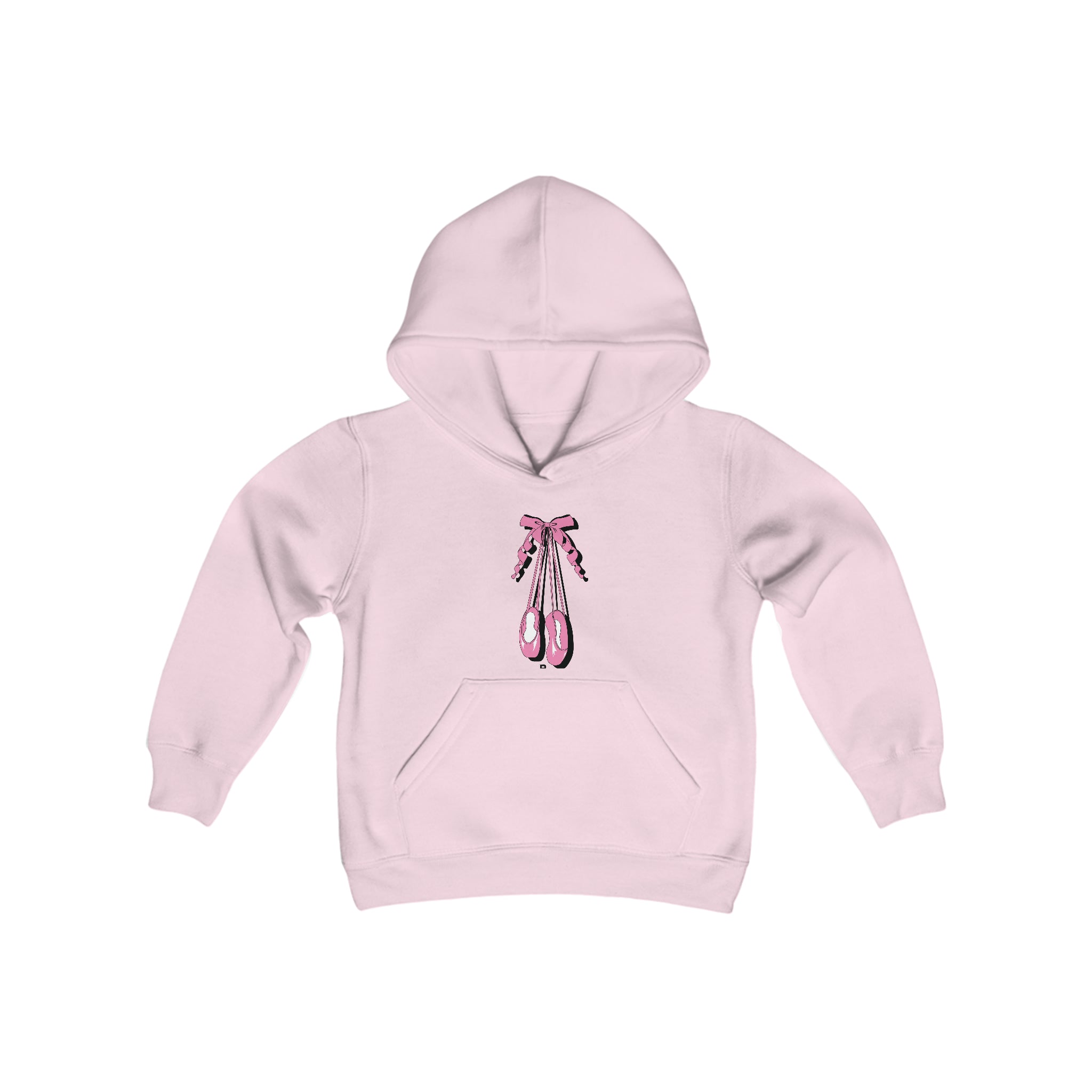 Ballerina Slippers Youth Heavy Blend Hooded Sweatshirt Pink