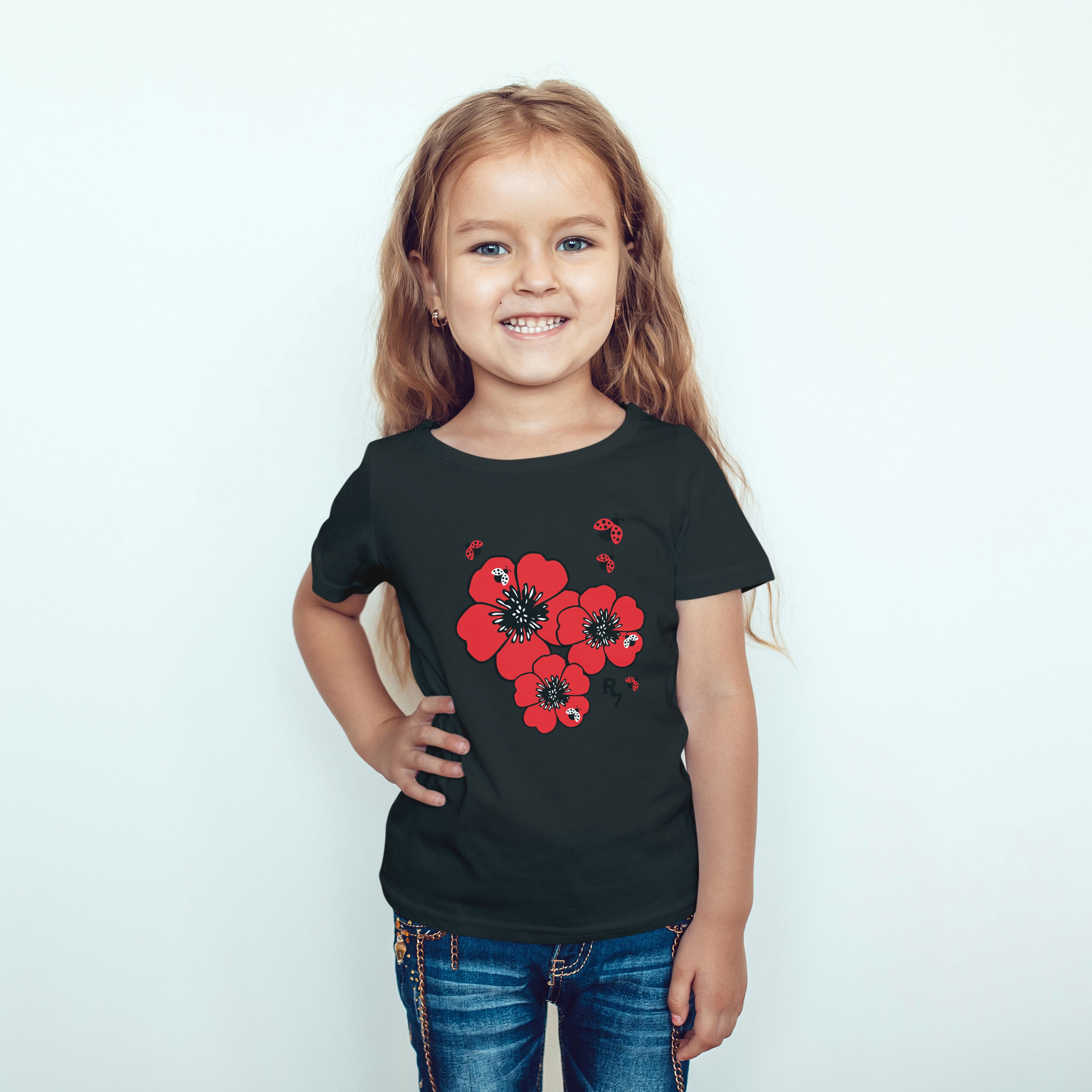 Three Hibiscuses with Ladybugs Tee