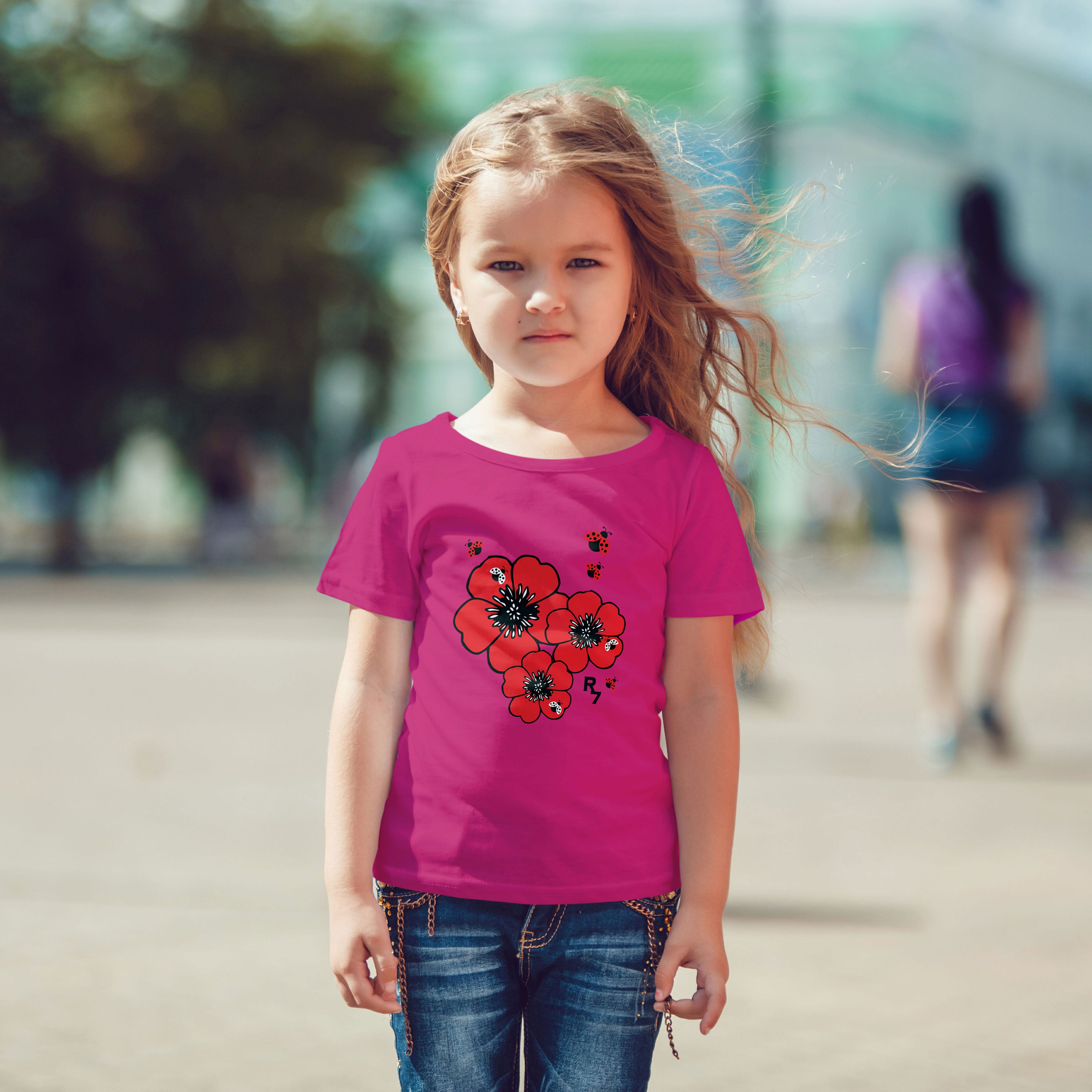 Three Hibiscuses with Ladybugs Tee