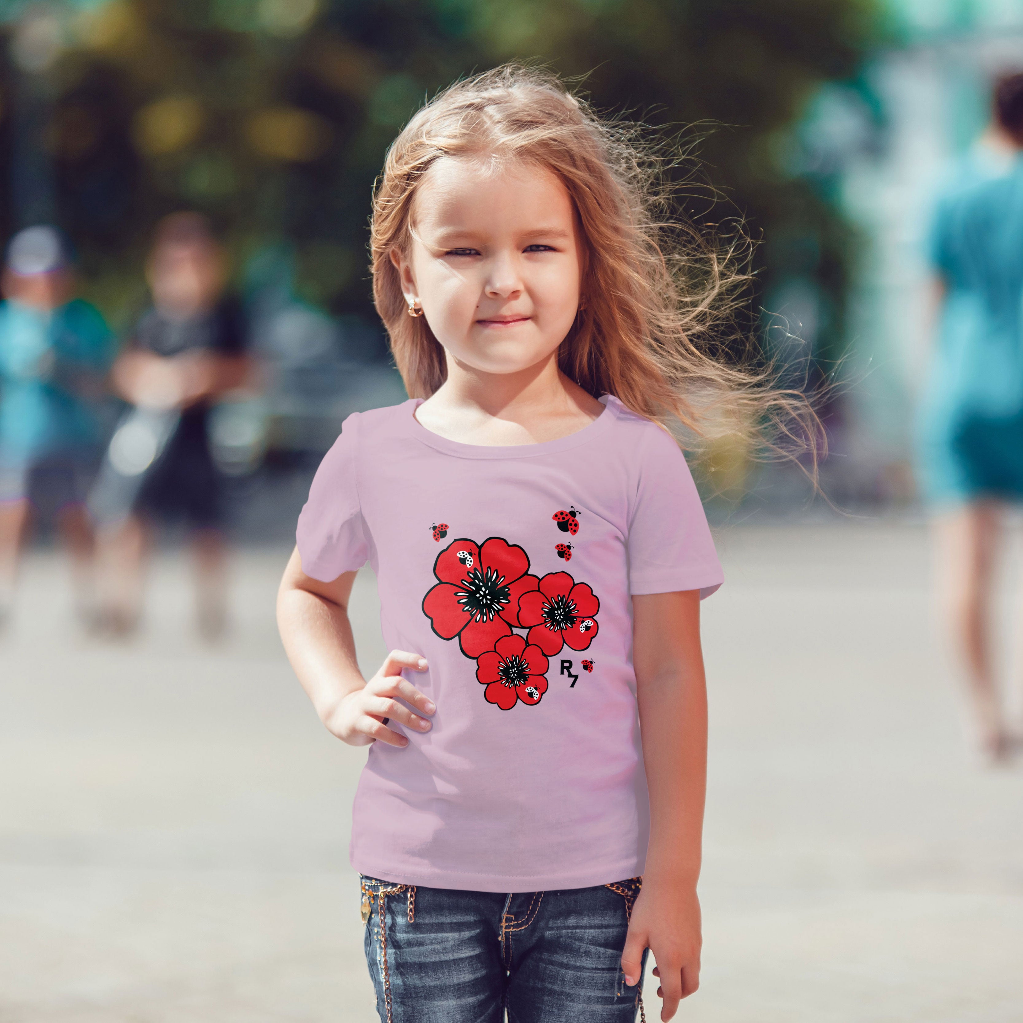 Three Hibiscuses with Ladybugs Tee