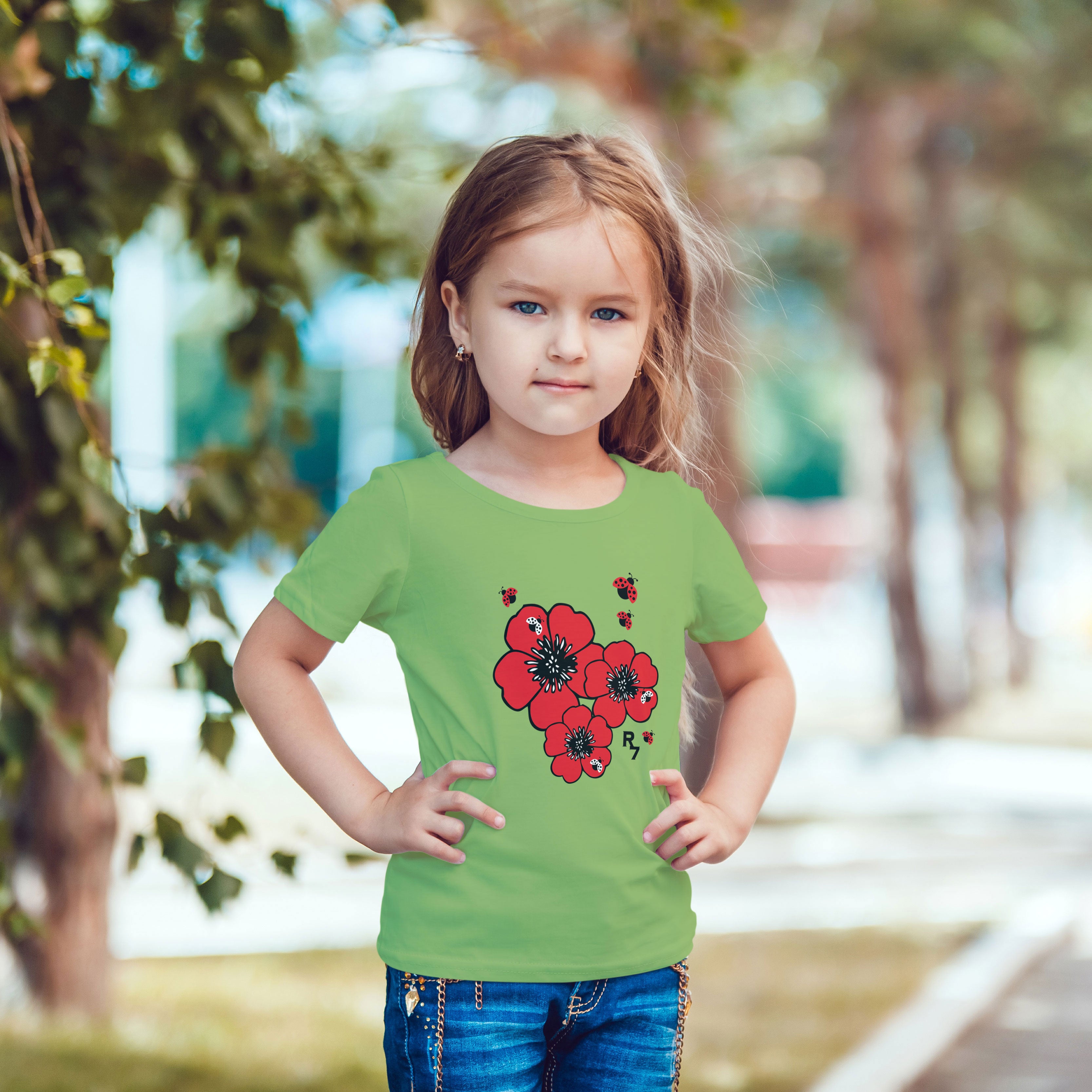 Three Hibiscuses with Ladybugs Tee